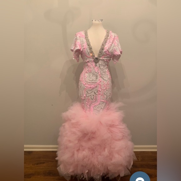 HANDMADE PINK FANCY BY FRANCESCA WATSON GOWN WORN BY ANTM WINNER INDIA GANTS - Picture 3 of 3